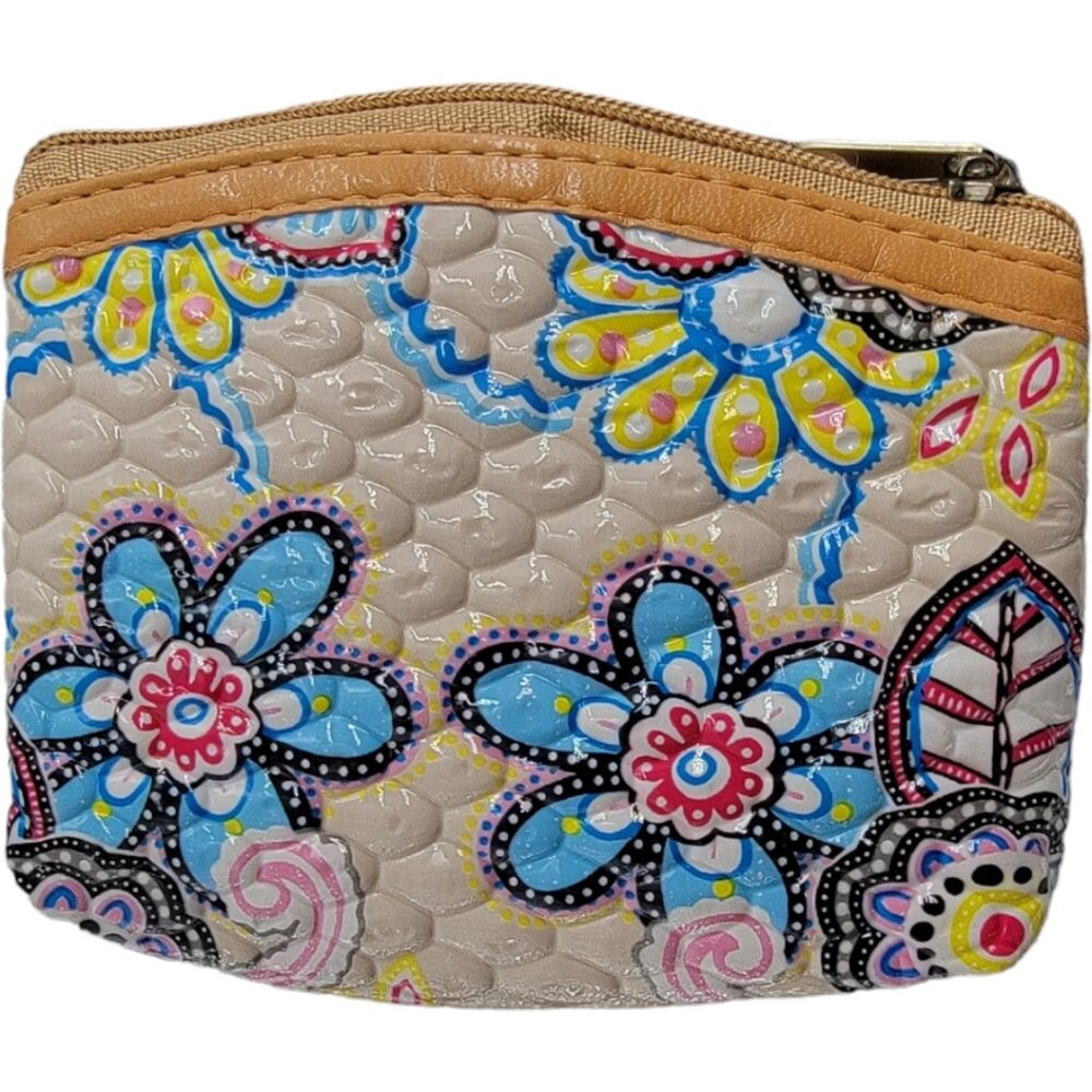 Coin Pouch, with 2 blue flowers print